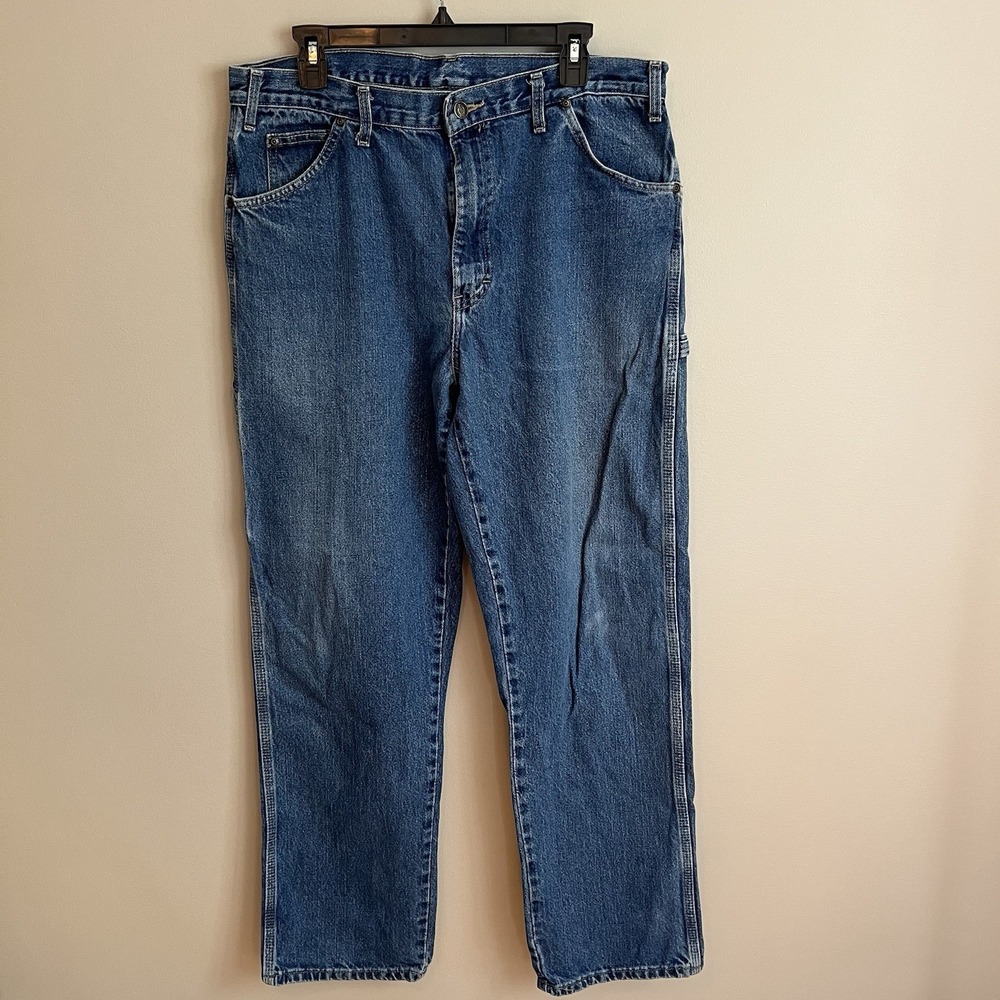 Dickies Men Carpenter Jean Size 36x32 Straight Workwear Blue Relaxed Grunge